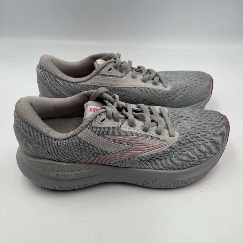 Brooks Adrenaline GTS 24 Women's Running Sneakers Gray/Pink Lace-Up Narrow